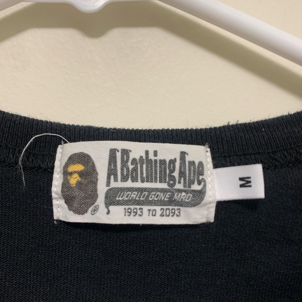 Bape College Logo Camo Sleeve Spellout T-Shirt Black Size L Authentic - Picture 2 of 7